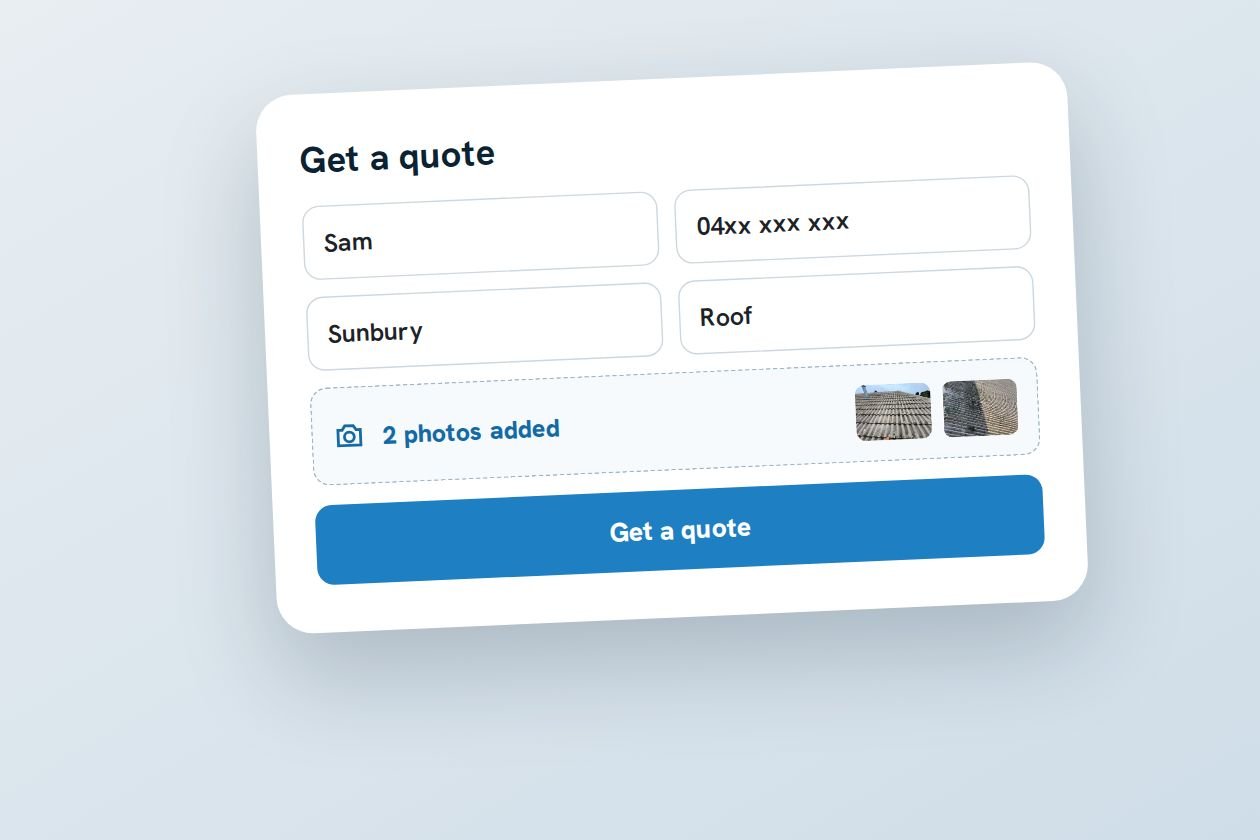 The quote form with two photos added
